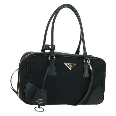 PRADA 尼龍手提包 2way 金色黑色 1BB115 正品 ARZ666SAM