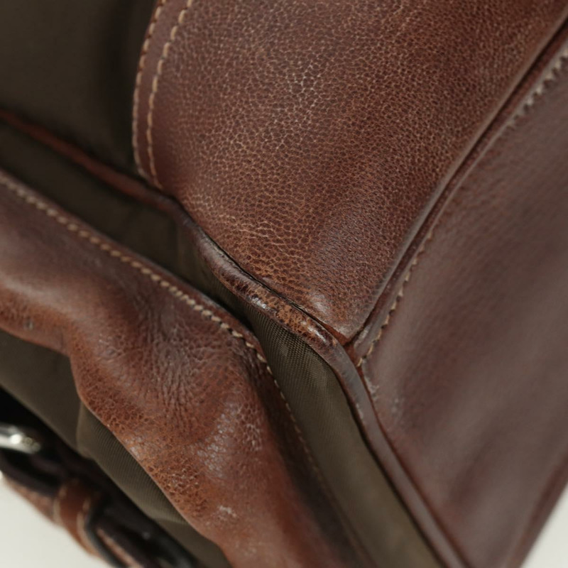 【日本直送】PRADA 棕色銀色皮革手提包 正品 ARZ579A-8