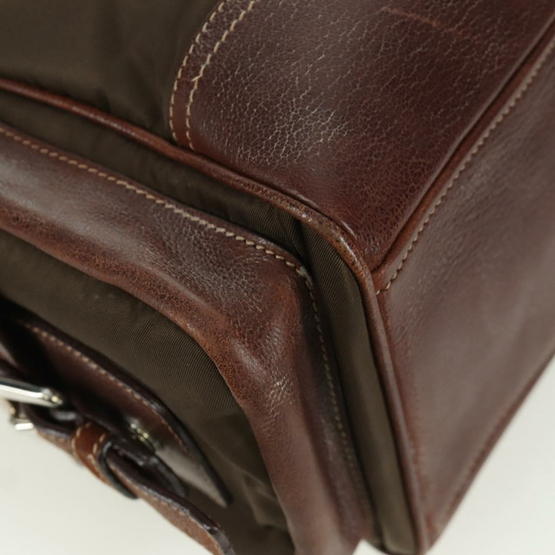 【日本直送】PRADA 棕色銀色皮革手提包 正品 ARZ579A-14