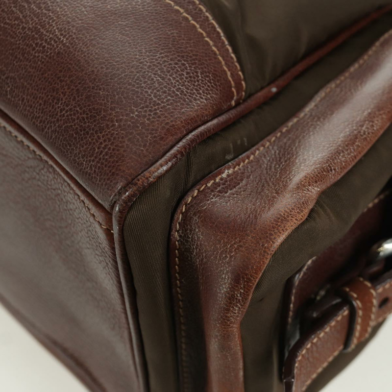 【日本直送】PRADA 棕色銀色皮革手提包 正品 ARZ579A-15