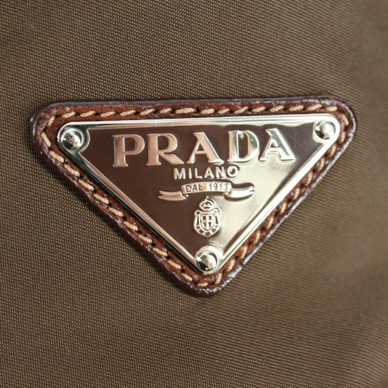 【日本直送】PRADA 棕色銀色皮革手提包 正品 ARZ579A-16
