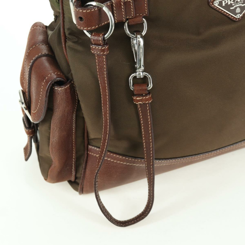 【日本直送】PRADA 棕色銀色皮革手提包 正品 ARZ579A-17