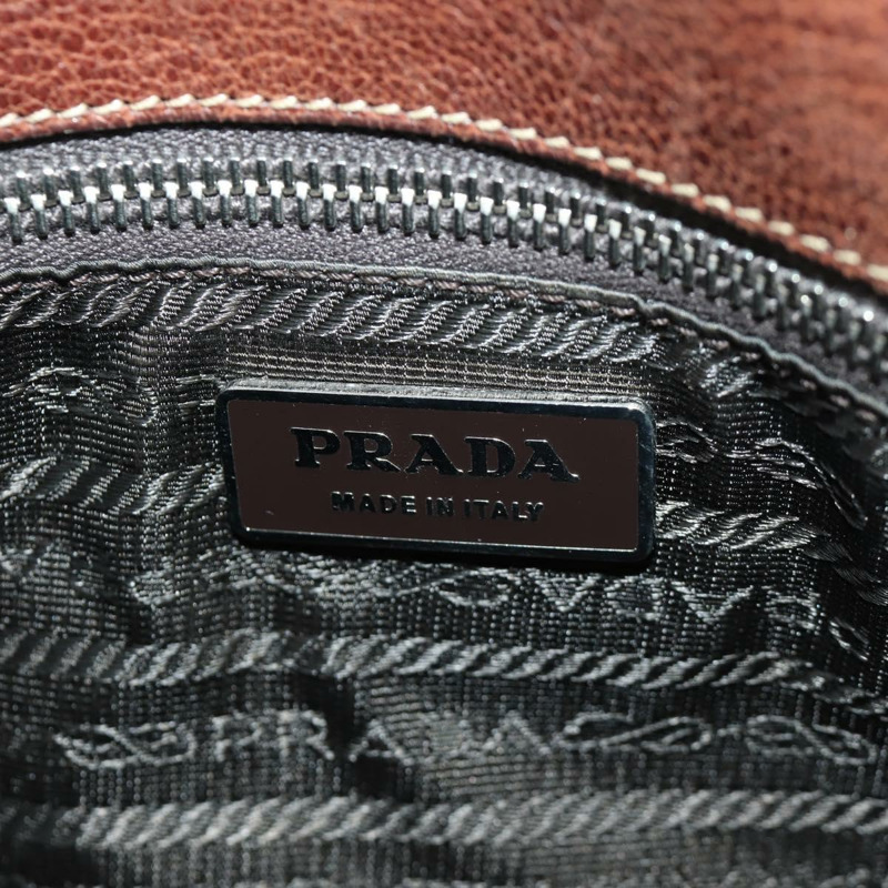 【日本直送】PRADA 棕色銀色皮革手提包 正品 ARZ579A-18