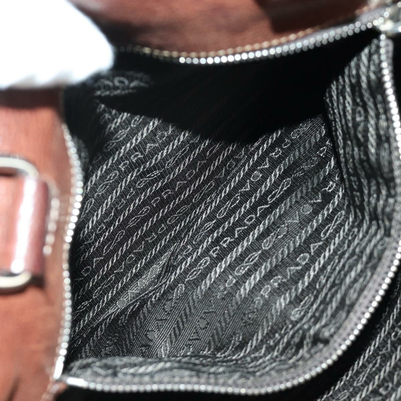 【日本直送】PRADA 棕色銀色皮革手提包 正品 ARZ579A-25