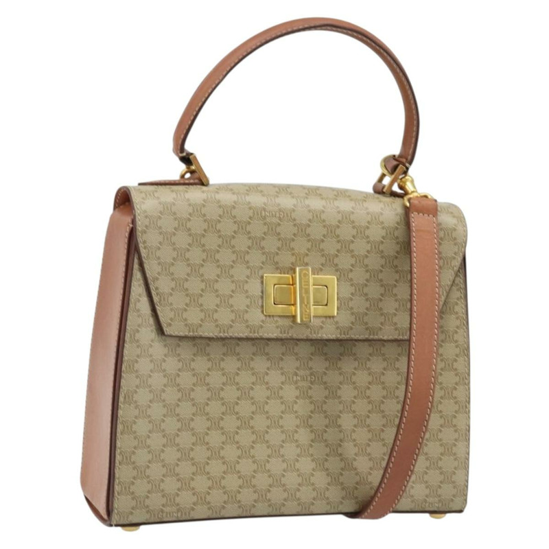 【日本直送】CELINE Macadam帆布手提包 PVC 兩用 米色 金色 正品 BSZ537A-0