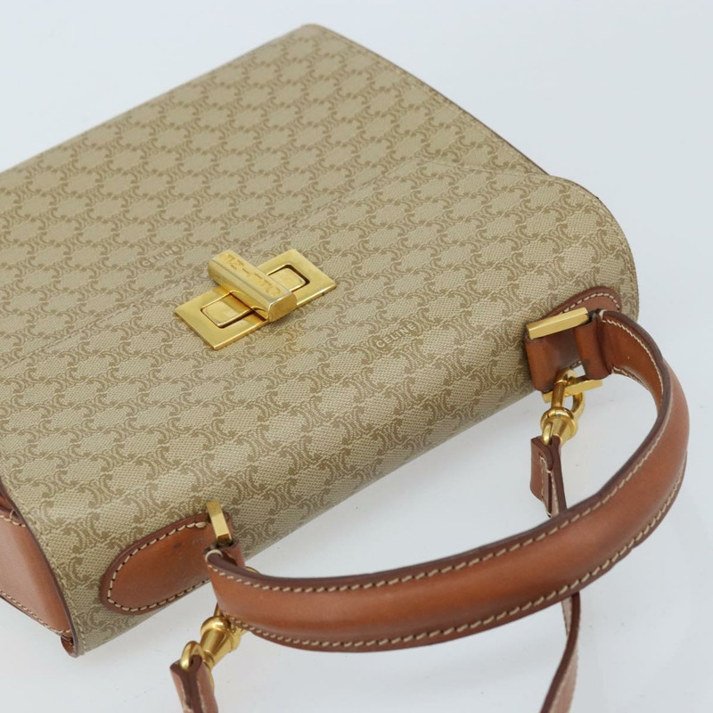 【日本直送】CELINE Macadam帆布手提包 PVC 兩用 米色 金色 正品 BSZ537A-5