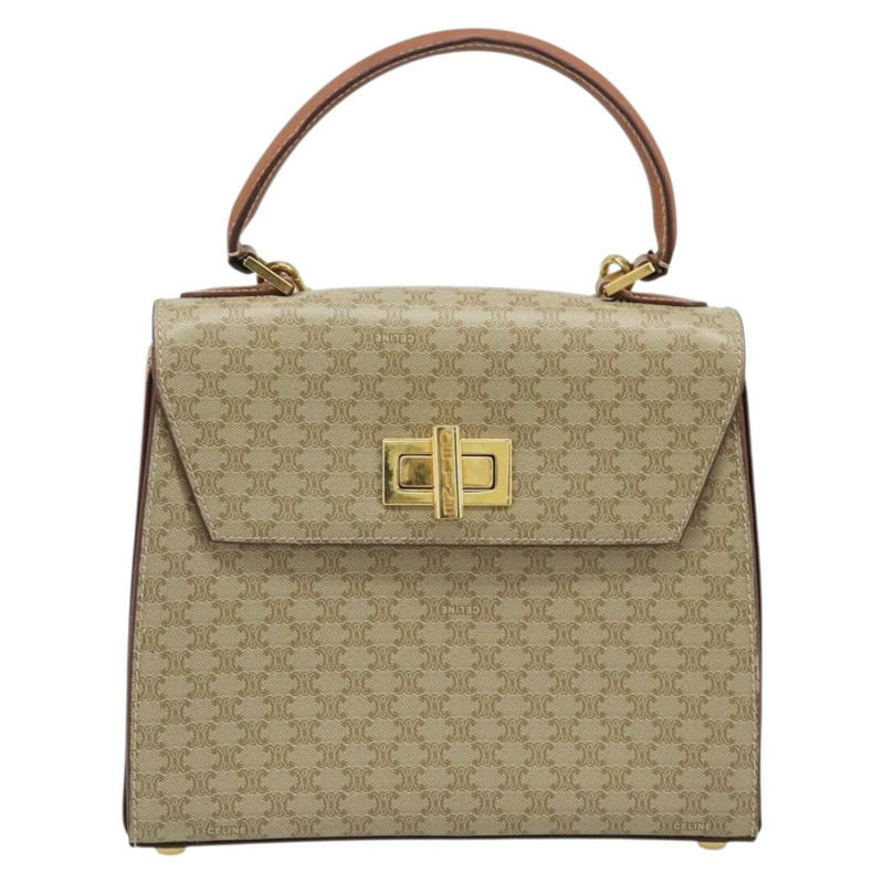 【日本直送】CELINE Macadam帆布手提包 PVC 兩用 米色 金色 正品 BSZ537A-12