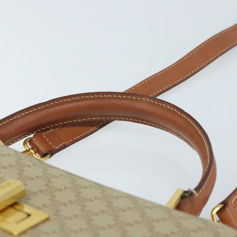 【日本直送】CELINE Macadam帆布手提包 PVC 兩用 米色 金色 正品 BSZ537A-13