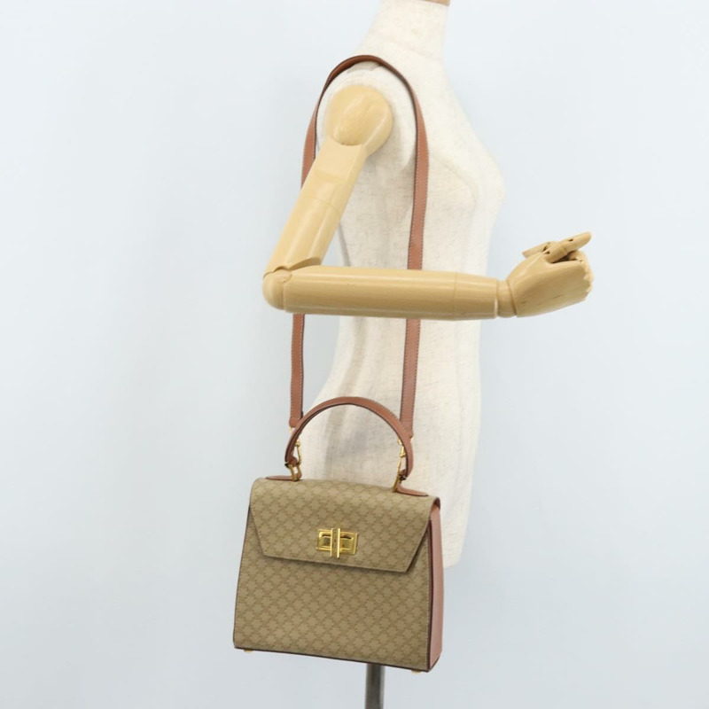 【日本直送】CELINE Macadam帆布手提包 PVC 兩用 米色 金色 正品 BSZ537A-24