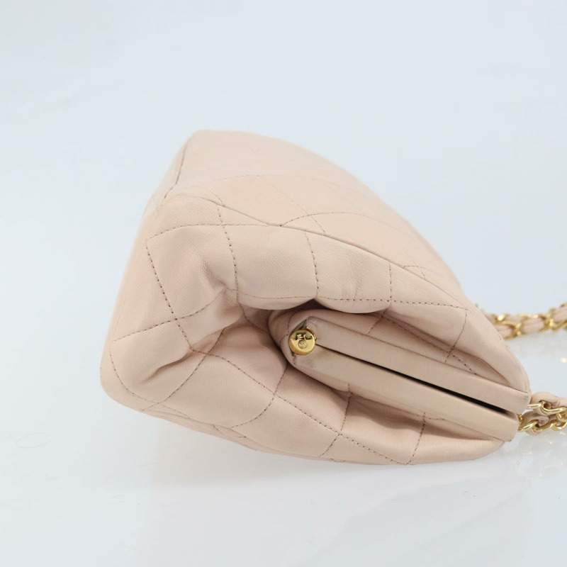 【日本直送】香奈兒鏈條絎縫手提包，羊皮材質，粉紅金色雙C標誌，正品 ka3130SAV-2