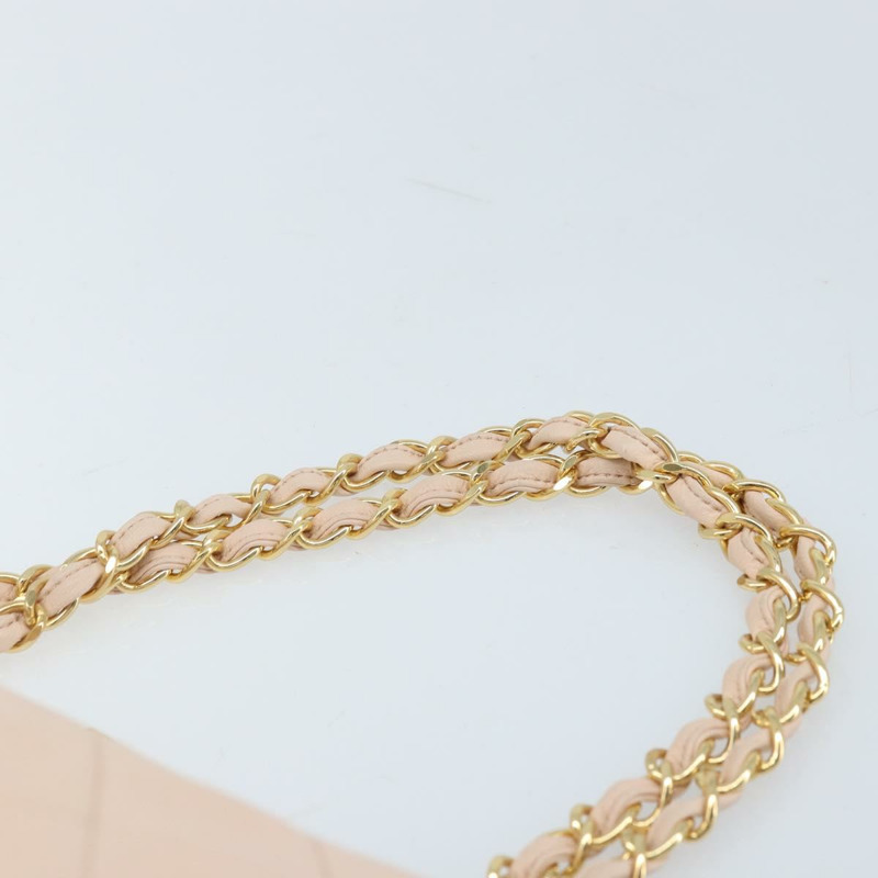 【日本直送】香奈兒鏈條絎縫手提包，羊皮材質，粉紅金色雙C標誌，正品 ka3130SAV-7