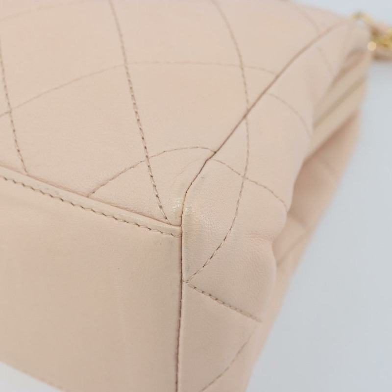 【日本直送】香奈兒鏈條絎縫手提包，羊皮材質，粉紅金色雙C標誌，正品 ka3130SAV-8