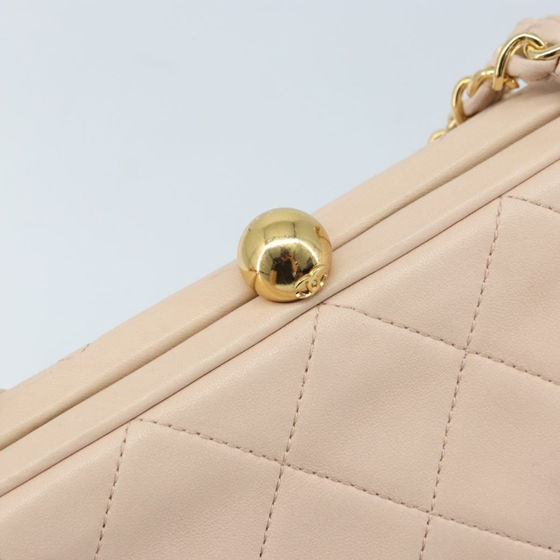 【日本直送】香奈兒鏈條絎縫手提包，羊皮材質，粉紅金色雙C標誌，正品 ka3130SAV-16