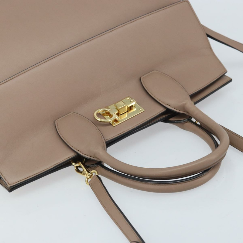 【日本直送】Salvatore Ferragamo Gancini Studio 皮革雙肩包 粉金配色 正品 gh1912-5