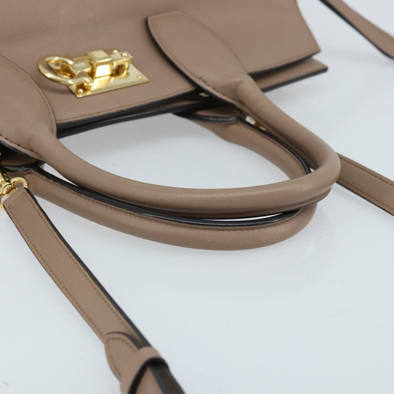 【日本直送】Salvatore Ferragamo Gancini Studio 皮革雙肩包 粉金配色 正品 gh1912-6