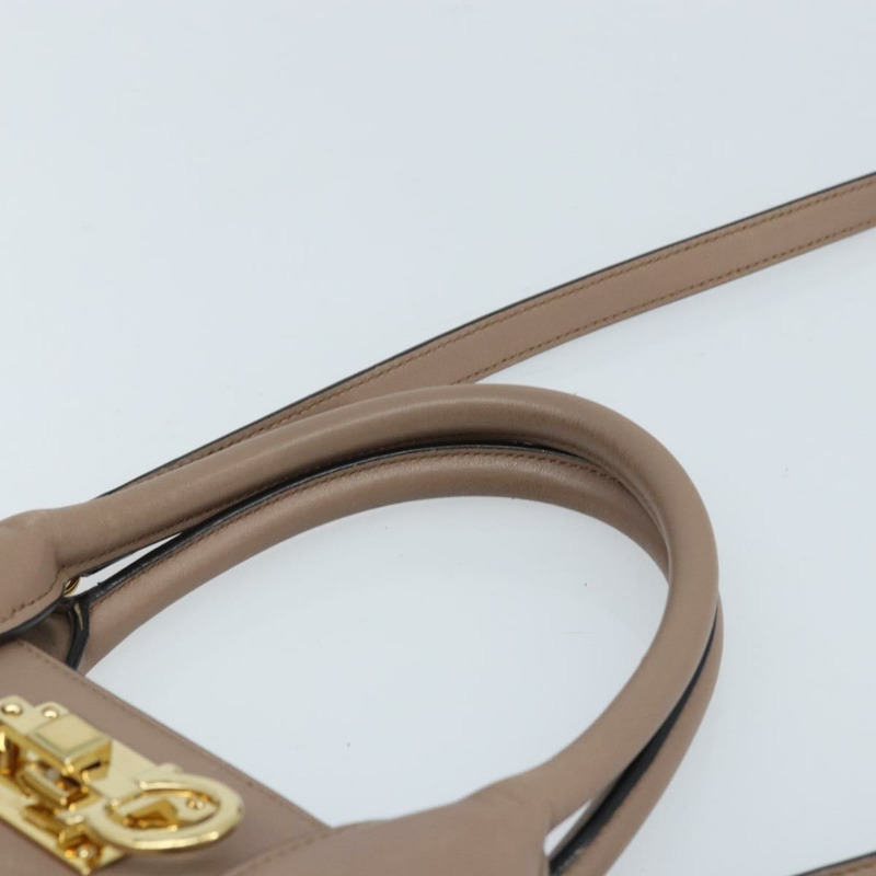 【日本直送】Salvatore Ferragamo Gancini Studio 皮革雙肩包 粉金配色 正品 gh1912-7