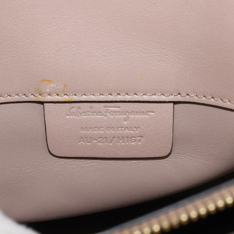 【日本直送】Salvatore Ferragamo Gancini Studio 皮革雙肩包 粉金配色 正品 gh1912-11