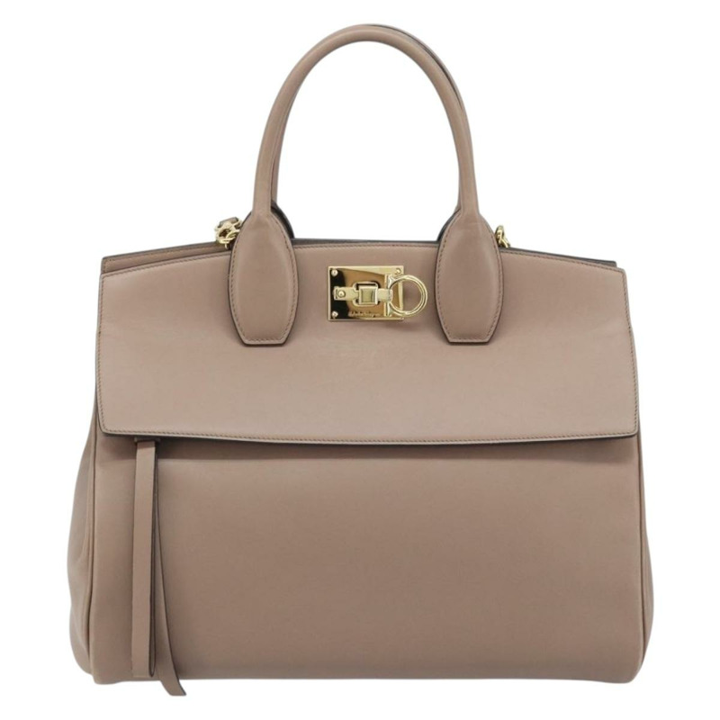 【日本直送】Salvatore Ferragamo Gancini Studio 皮革雙肩包 粉金配色 正品 gh1912-12