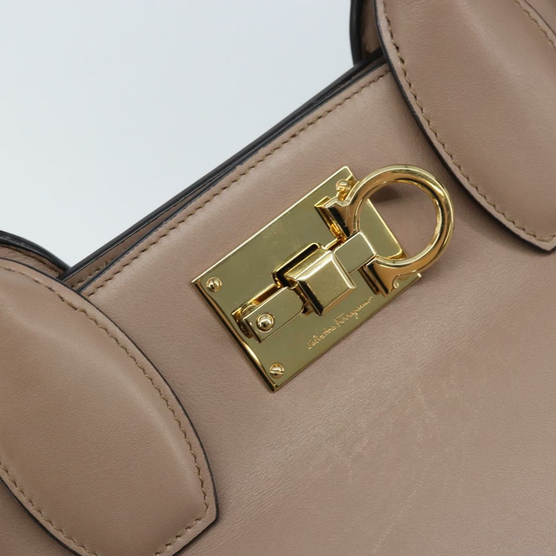 【日本直送】Salvatore Ferragamo Gancini Studio 皮革雙肩包 粉金配色 正品 gh1912-17