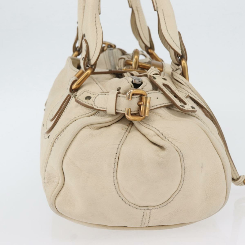 【日本直送】Chloe Paddington 手提包 皮革 象牙色 金色 銀色 正品 am11058V-3