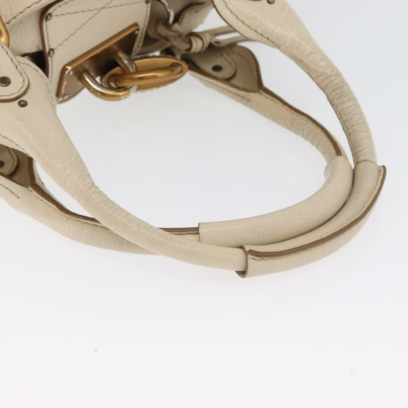 【日本直送】Chloe Paddington 手提包 皮革 象牙色 金色 銀色 正品 am11058V-6