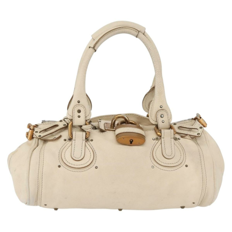 【日本直送】Chloe Paddington 手提包 皮革 象牙色 金色 銀色 正品 am11058V-12