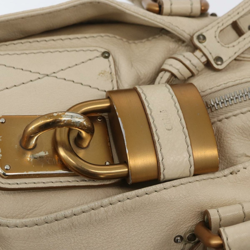 【日本直送】Chloe Paddington 手提包 皮革 象牙色 金色 銀色 正品 am11058V-16