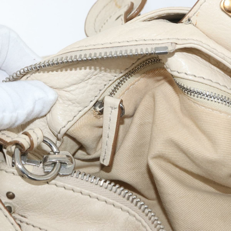 【日本直送】Chloe Paddington 手提包 皮革 象牙色 金色 銀色 正品 am11058V-21