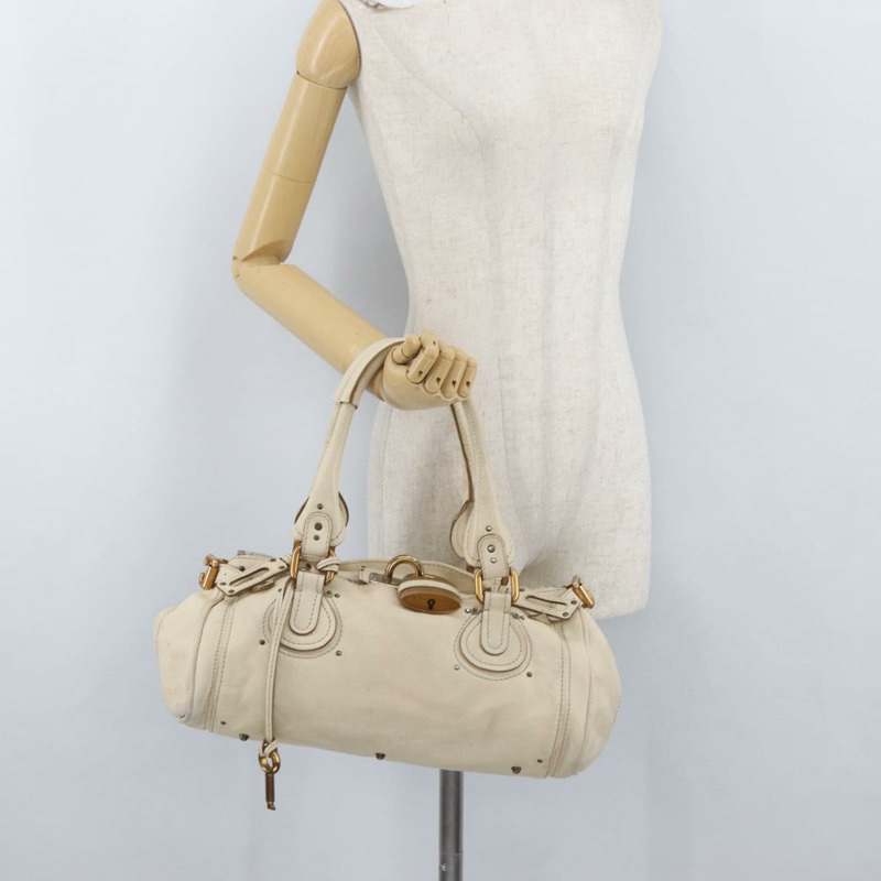 【日本直送】Chloe Paddington 手提包 皮革 象牙色 金色 銀色 正品 am11058V-23