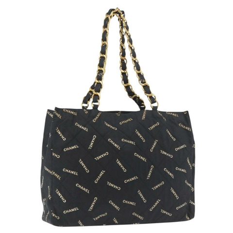 香奈兒帆布托特包 黑色 金色 CC 標誌 正品 BA11368A