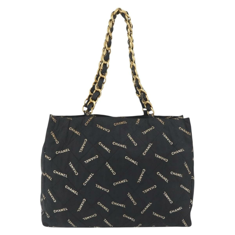【日本直送】香奈兒帆布托特包 黑色 金色 CC 標誌 正品 BA11368A-1