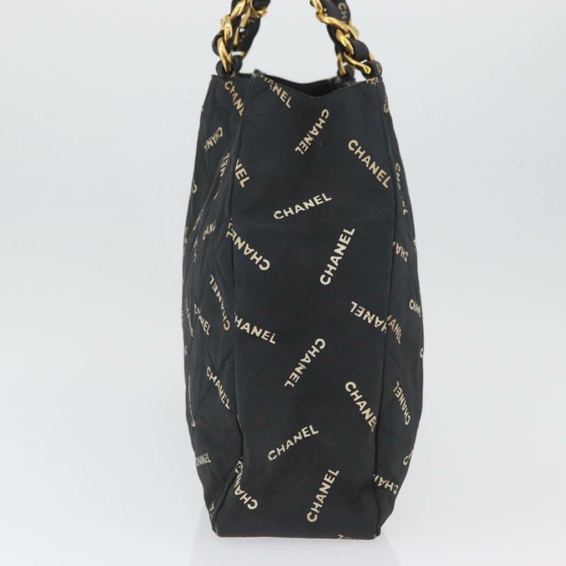 【日本直送】香奈兒帆布托特包 黑色 金色 CC 標誌 正品 BA11368A-2