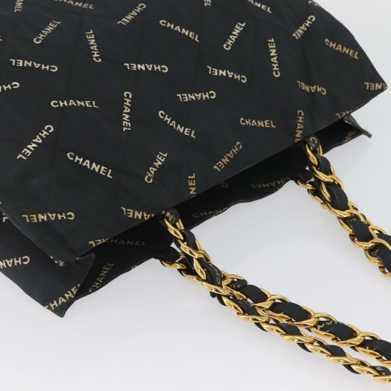 【日本直送】香奈兒帆布托特包 黑色 金色 CC 標誌 正品 BA11368A-5