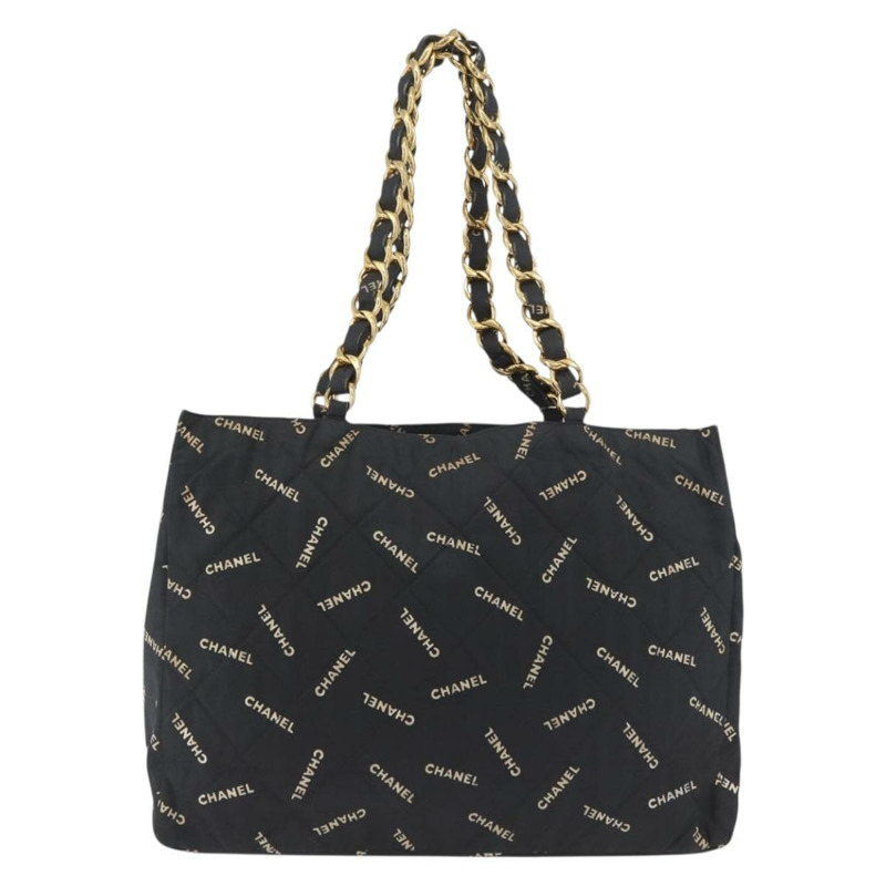 【日本直送】香奈兒帆布托特包 黑色 金色 CC 標誌 正品 BA11368A-12