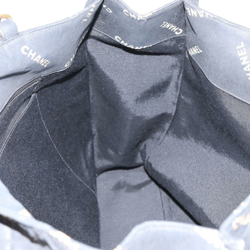 【日本直送】香奈兒帆布托特包 黑色 金色 CC 標誌 正品 BA11368A-16