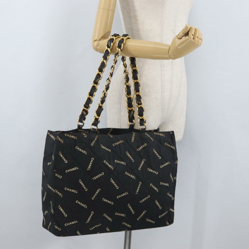 【日本直送】香奈兒帆布托特包 黑色 金色 CC 標誌 正品 BA11368A-20