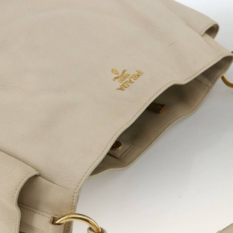 【日本直送】PRADA 金色象牙色皮革肩背包 正品 AMZ413A-5