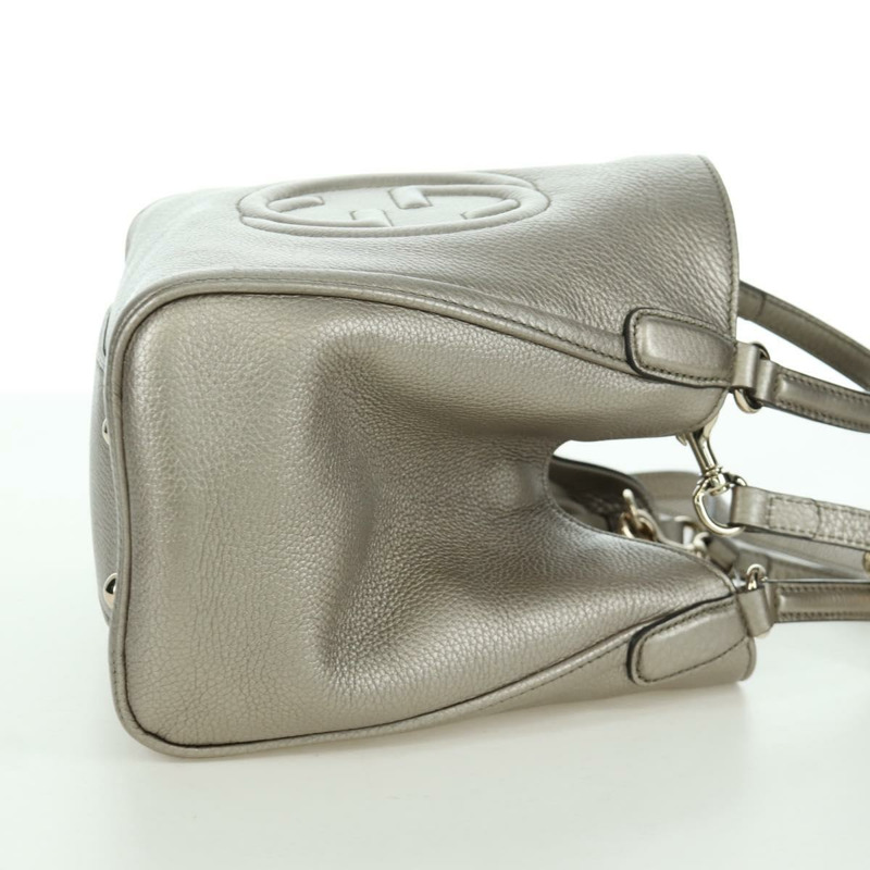 【日本直送】GUCCI Soho 手提包 皮革 兩用 銀色/金色 336751 正品 ki6605M-3