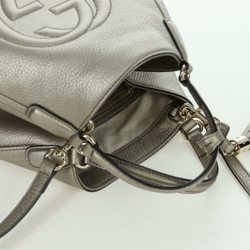 【日本直送】GUCCI Soho 手提包 皮革 兩用 銀色/金色 336751 正品 ki6605M-5