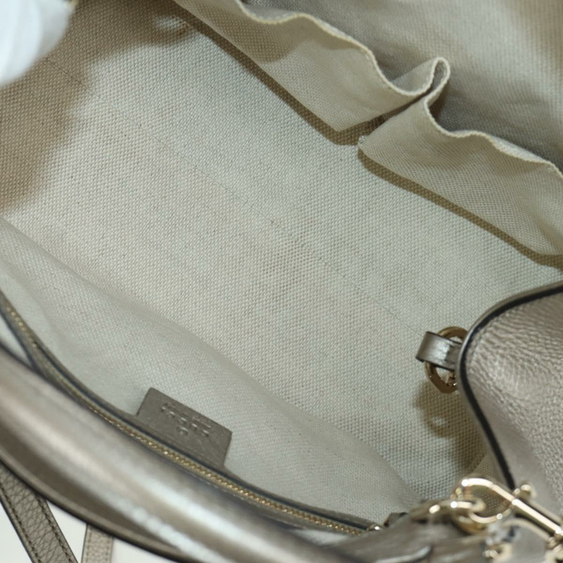 【日本直送】GUCCI Soho 手提包 皮革 兩用 銀色/金色 336751 正品 ki6605M-9