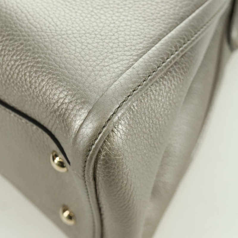 【日本直送】GUCCI Soho 手提包 皮革 兩用 銀色/金色 336751 正品 ki6605M-16