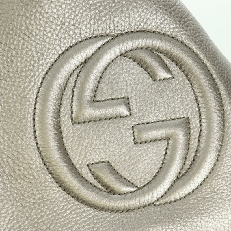 【日本直送】GUCCI Soho 手提包 皮革 兩用 銀色/金色 336751 正品 ki6605M-20