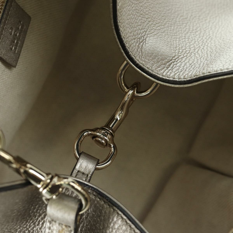 【日本直送】GUCCI Soho 手提包 皮革 兩用 銀色/金色 336751 正品 ki6605M-21