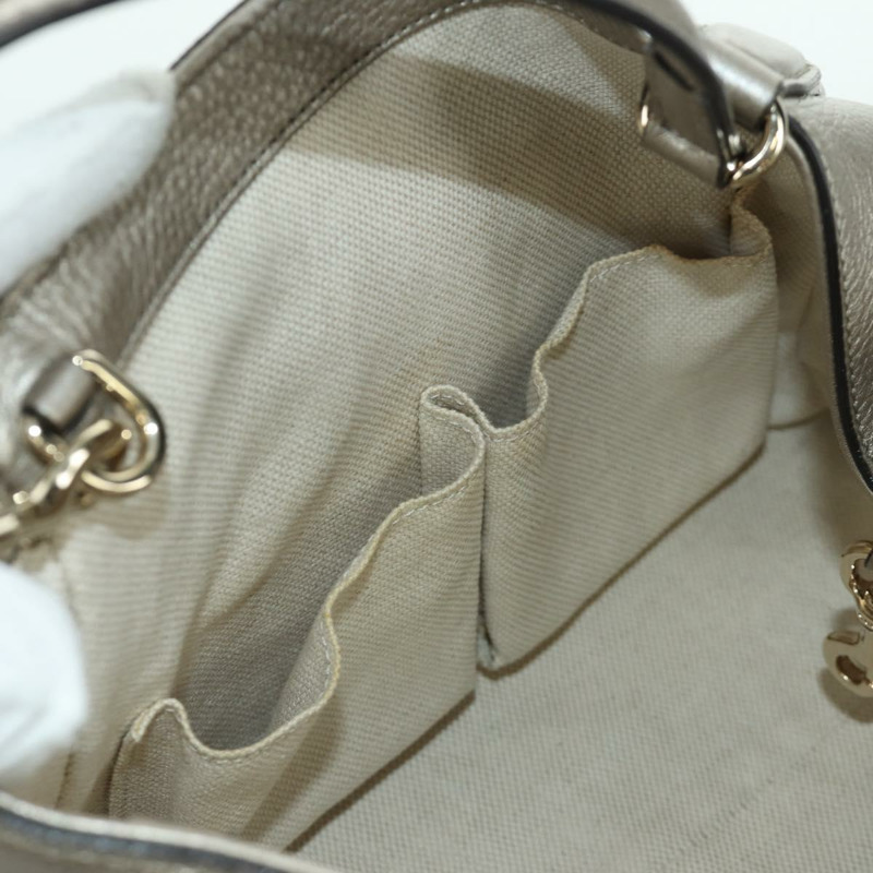 【日本直送】GUCCI Soho 手提包 皮革 兩用 銀色/金色 336751 正品 ki6605M-25