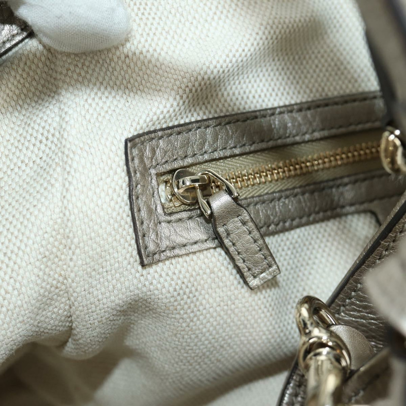 【日本直送】GUCCI Soho 手提包 皮革 兩用 銀色/金色 336751 正品 ki6605M-26