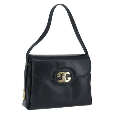 GUCCI 真皮肩包 海軍藍 金色 正品 ep13947V