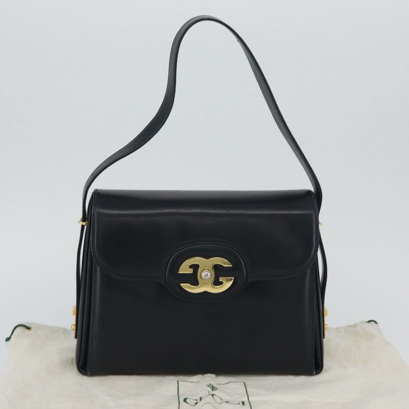 【日本直送】GUCCI 真皮單肩背包 海軍藍 金色 正品 ep13947V-11