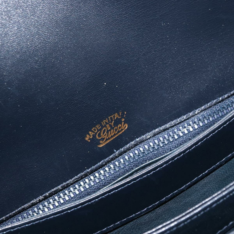 【日本直送】GUCCI 真皮單肩背包 海軍藍 金色 正品 ep13947V-18
