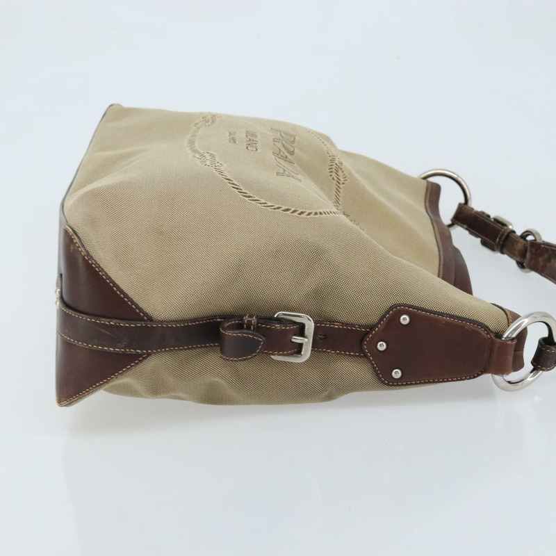 【日本直送】PRADA帆布肩包 米色 銀色 正品 YKZ082A-2