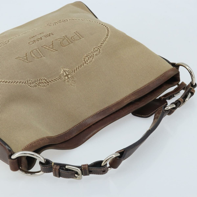 【日本直送】PRADA帆布肩包 米色 銀色 正品 YKZ082A-5